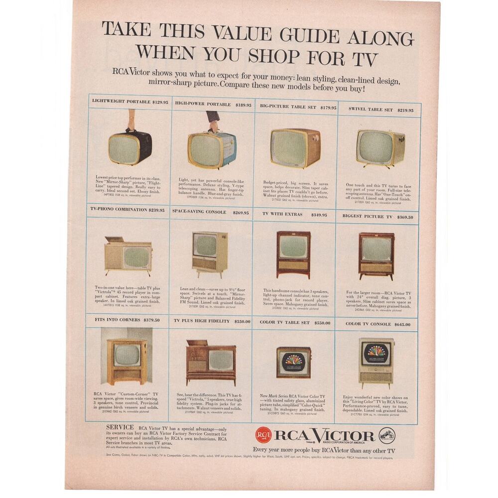 RCA Victor Television Magazine Advertisement 1958 Vintage Full Color NBC TV
